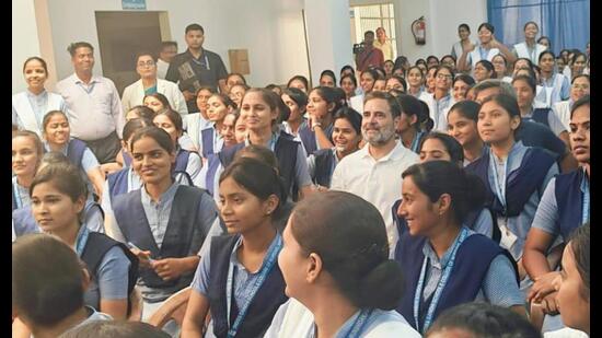 Raebareli: Rahul Gandhi meets nursing students in Amethi, asks about their future plans